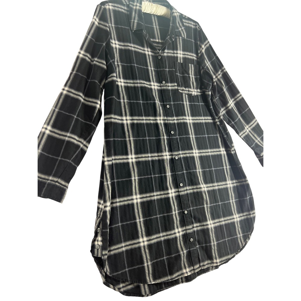 Abercrombie & Fitch Womens XL Plaid Soft Cotton Button Down Oversized Shirtdress - Picture 2 of 8